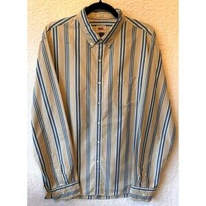 J Crew‎ Shirt Mens L Button-Up Blue White Striped Long Sleeve Classic
